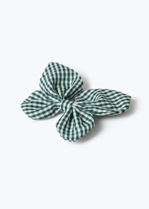 Girls Green Muse Gingham Butterfly Clip - One Size Image 2
