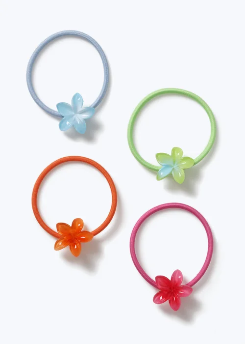 Muse 4 Pack Multi Colour Flower Hair Bobbles - One Size Image 1