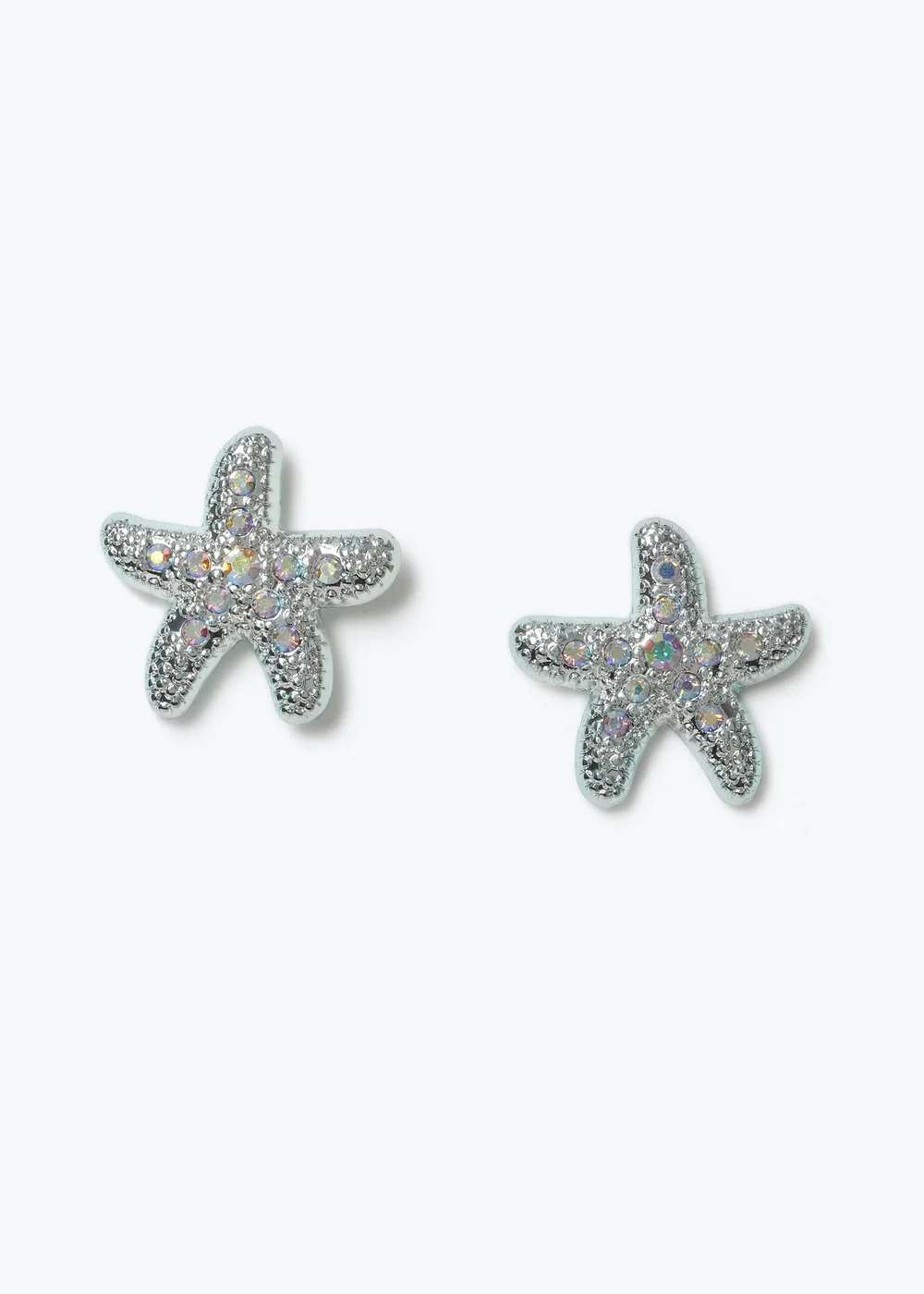 Muse Blue Rhinestone Starfish Stud Earrings - One Size Image 1