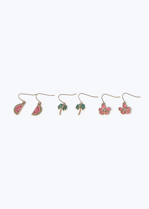3 Pack Muse Multicoloured Summer Holiday Earrings - One Size Image 2