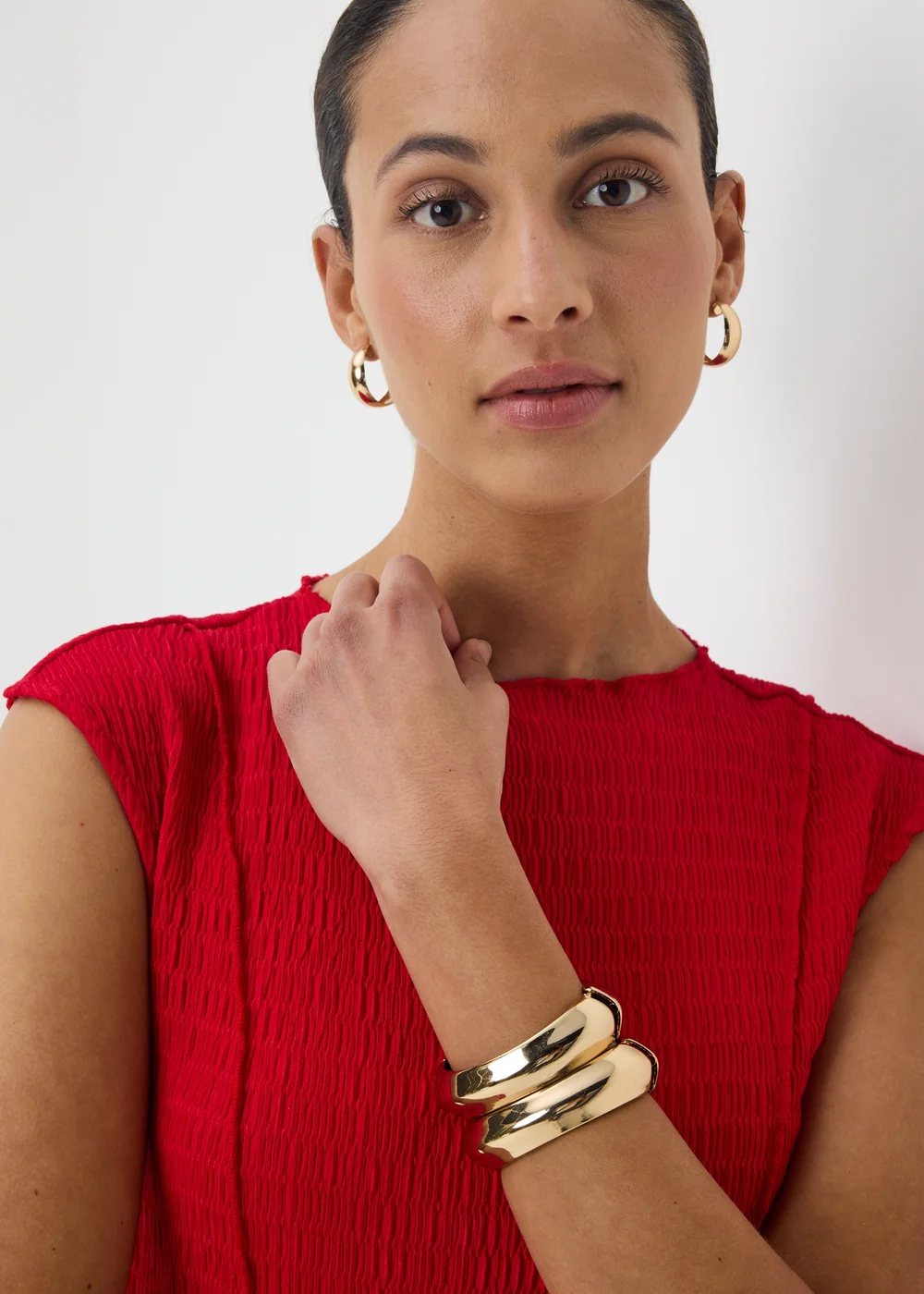 Red Textured Seam Jersey Maxi Dress - 28 Image 3
