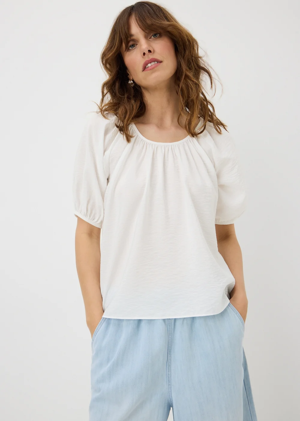 Cream Scoop Neck Popover Blouse - 18 Image 1