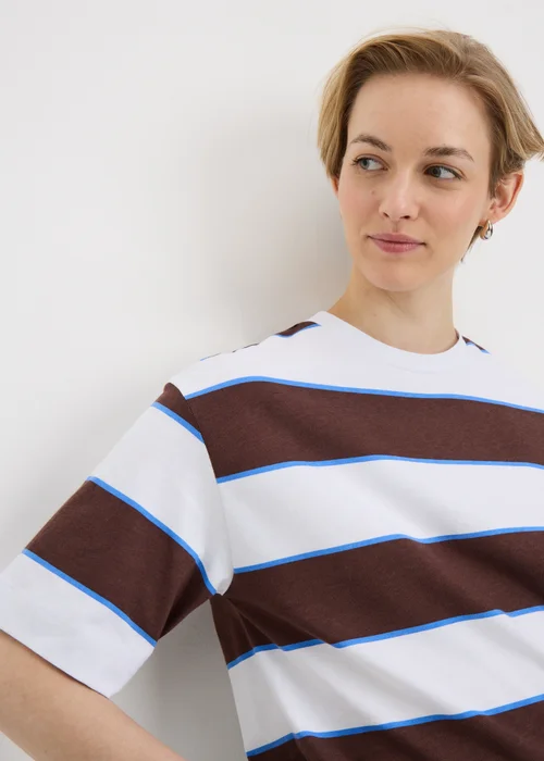 Chocolate Brown Striped Box Top - S Image 1