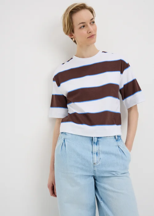 Chocolate Brown Striped Box Top - S Image 3