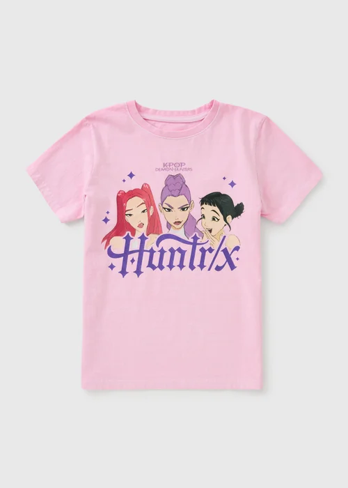 KPop Demon Hunters Girls Pink Huntrix Foil T-Shirt (5-13yrs) - 5-6 Yrs Image 1