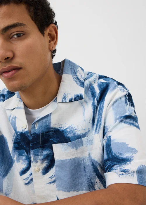 Blue Brush Stroke Short Sleeve Shirt - L Image 3