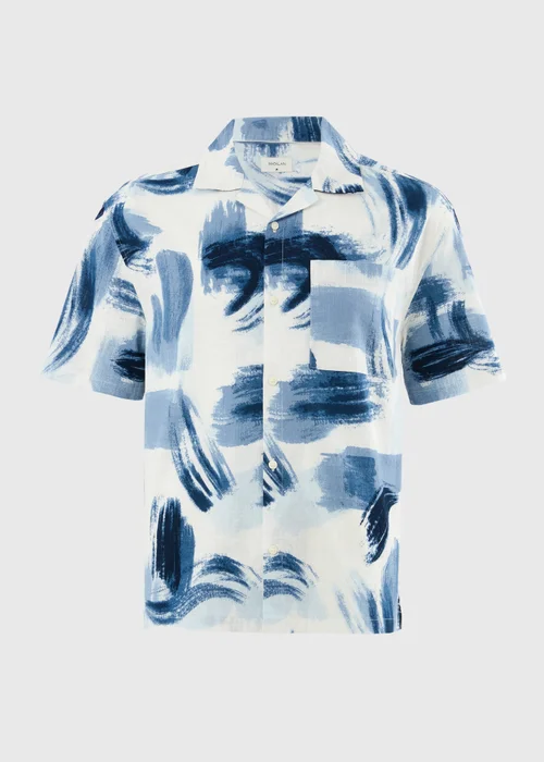 Blue Brush Stroke Short Sleeve Shirt - L Image 4