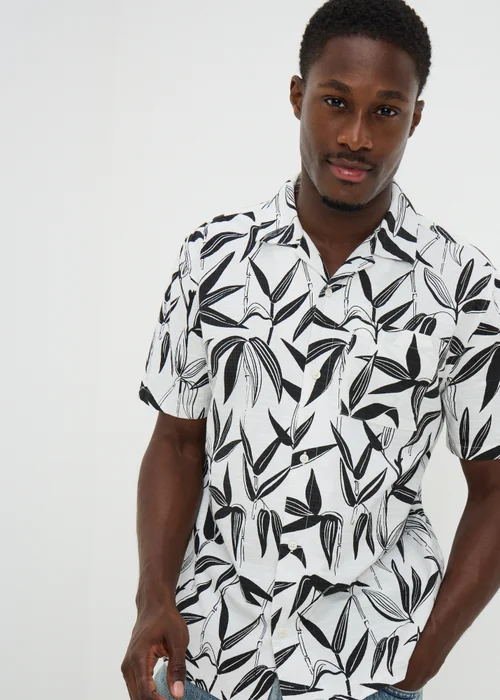 Ecru Foliage Printed Shirt - M Image 1