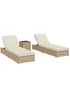 Outsunny Beige Rattan Sun Loungers Set of 2 with Side Table - One Size Image 2
