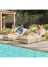 Outsunny Beige Rattan Sun Loungers Set of 2 with Side Table - One Size Image 1