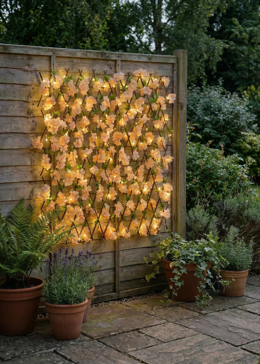 Scottish Everlastings Peach Blossom Expanding Trellis with LED Lights (170x90cm) - One Size Image 4