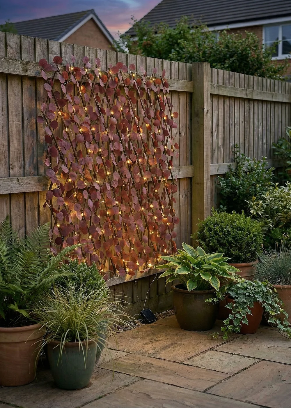 Scottish Everlastings Plum Eucalyptus Expanding Trellis with LED Lights (170x90cm) - One Size Image 4