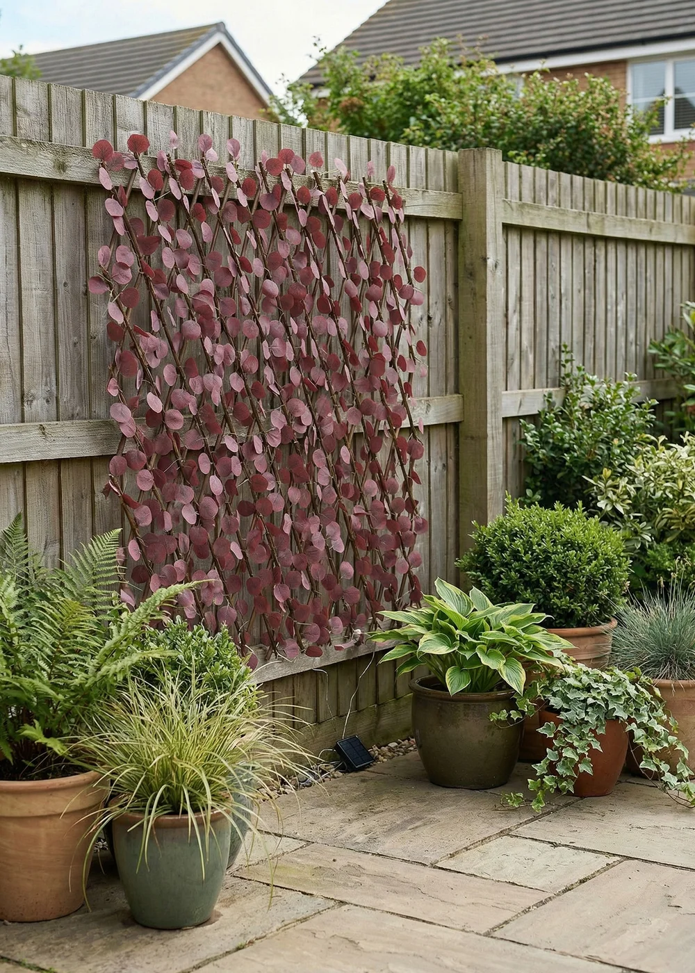 Scottish Everlastings Plum Eucalyptus Expanding Trellis with LED Lights (170x90cm) - One Size Image 3