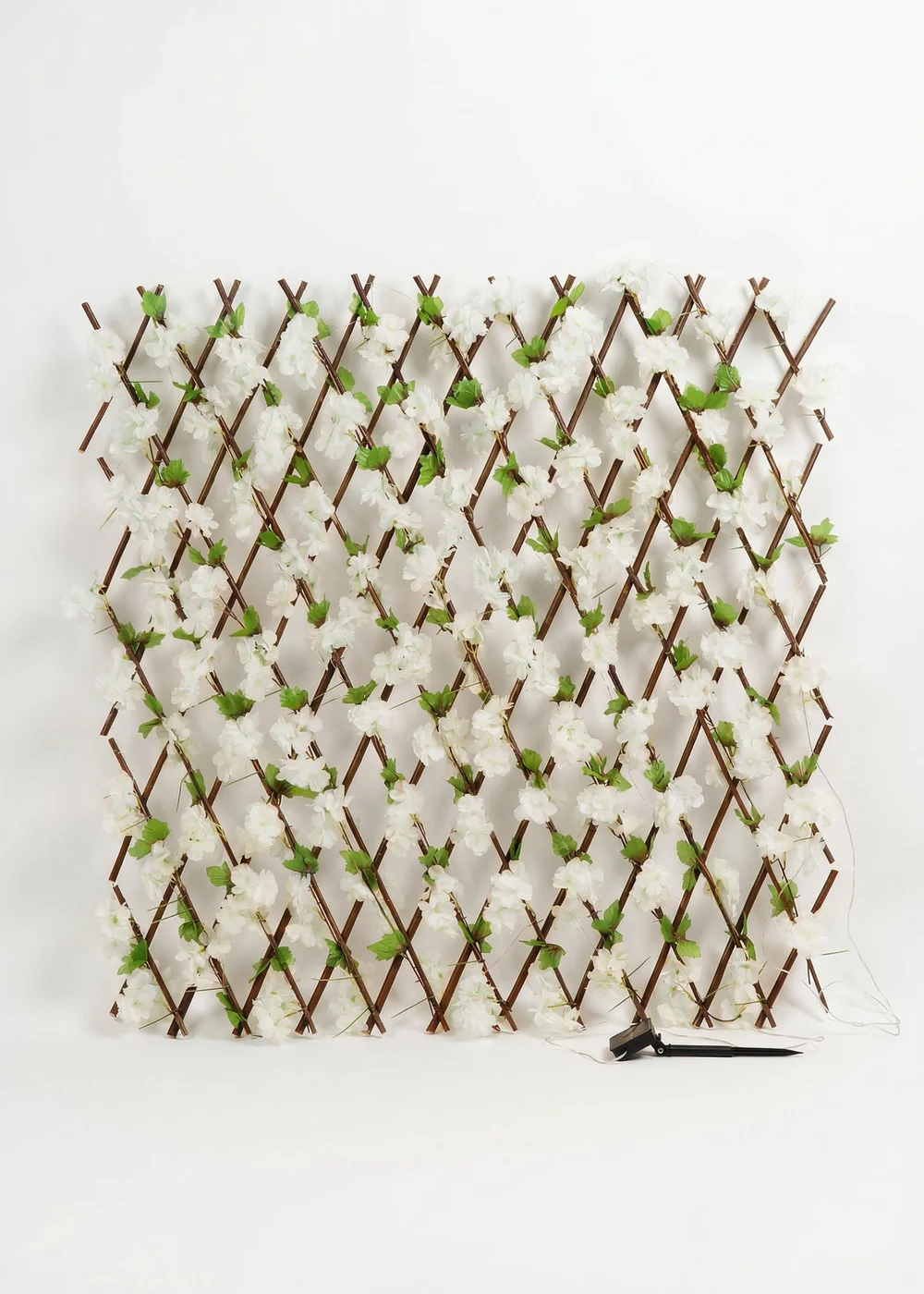 Scottish Everlastings White Blossom Expanding Trellis with LED Lights (170x90cm) - One Size Image 1