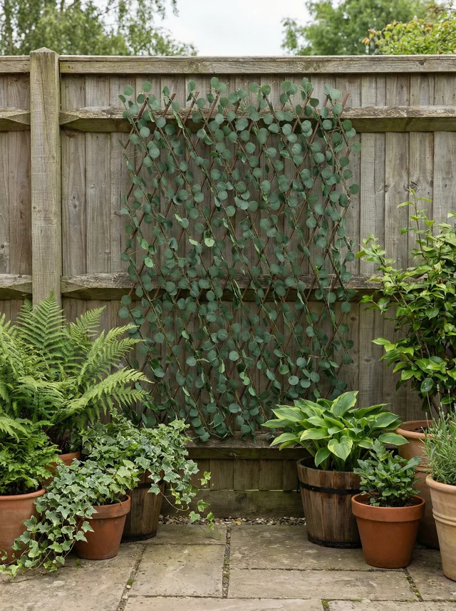 Scottish Everlastings Green Eucalyptus Expanding Trellis with LED Lights (170x90cm)