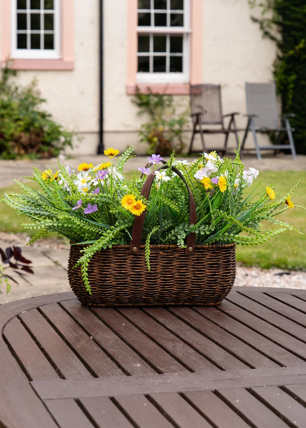 Scottish Everlastings Green Mixed Wildflower Outdoor Basket with Handles (55cm) - One Size Image 3