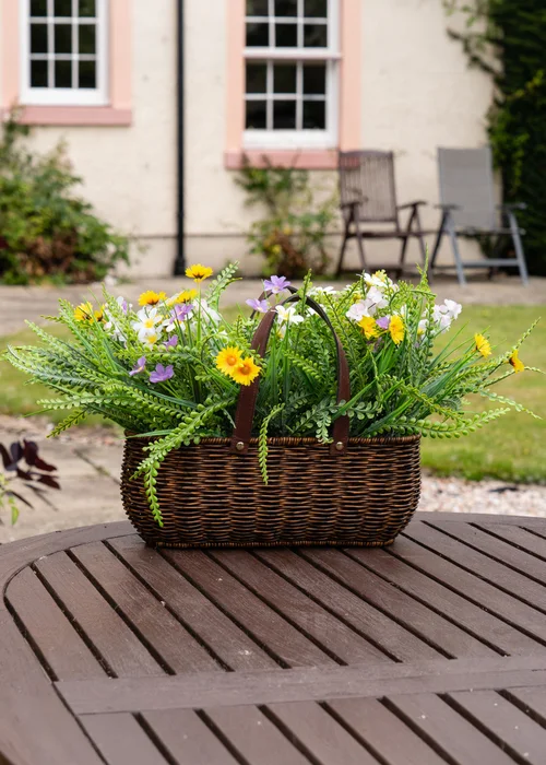 Scottish Everlastings Green Mixed Wildflower Outdoor Basket with Handles (55cm) - One Size Image 3