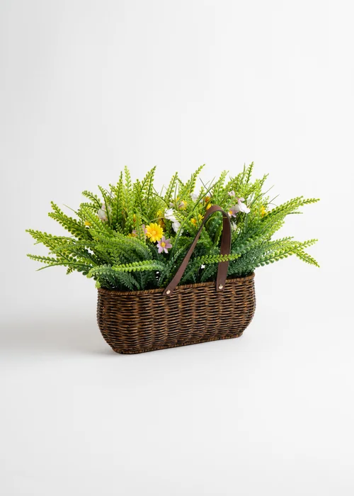 Scottish Everlastings Green Mixed Wildflower Outdoor Basket with Handles (55cm) - One Size Image 1