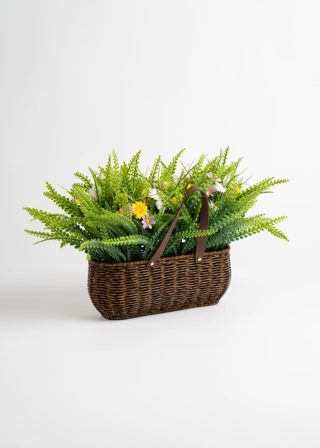 Scottish Everlastings Green Mixed Wildflower Outdoor Basket with Handles (55cm)