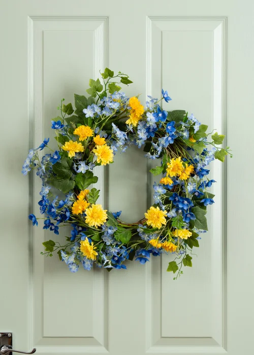 Scottish Everlastings Blue & Yellow Floral Wreath (50cm) - One Size Image 3