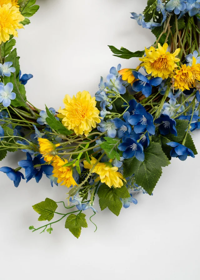 Scottish Everlastings Blue & Yellow Floral Wreath (50cm)