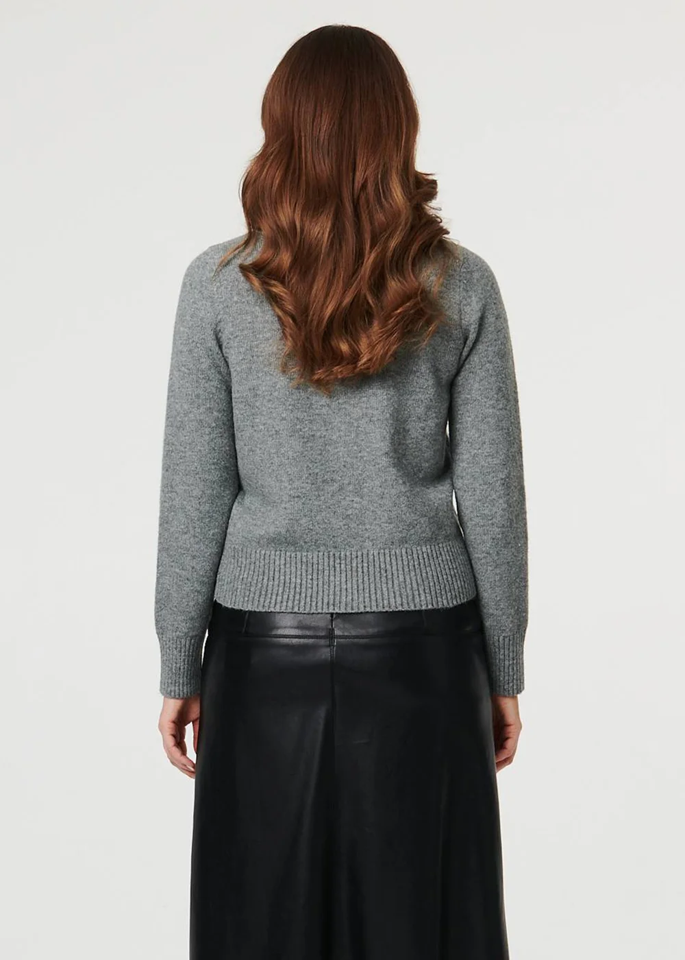 Izabel London Grey Textured Button Front Collared Cardigan - 16 Image 2