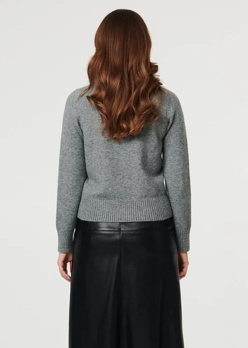 Izabel London Grey Textured Button Front Collared Cardigan - 16 Image 2