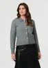 Izabel London Grey Textured Button Front Collared Cardigan - 16 Image 1
