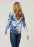 Izabel London Blue Leaf Print Slim Batwing Sleeve Jumper - 18 Image 3