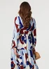 Izabel London Blue Abstract Tiered Long Sleeve Midi Dress - 16 Image 2