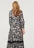 Izabel London Navy Floral Long Sleeve Trim Maxi Dress - 14 Image 3