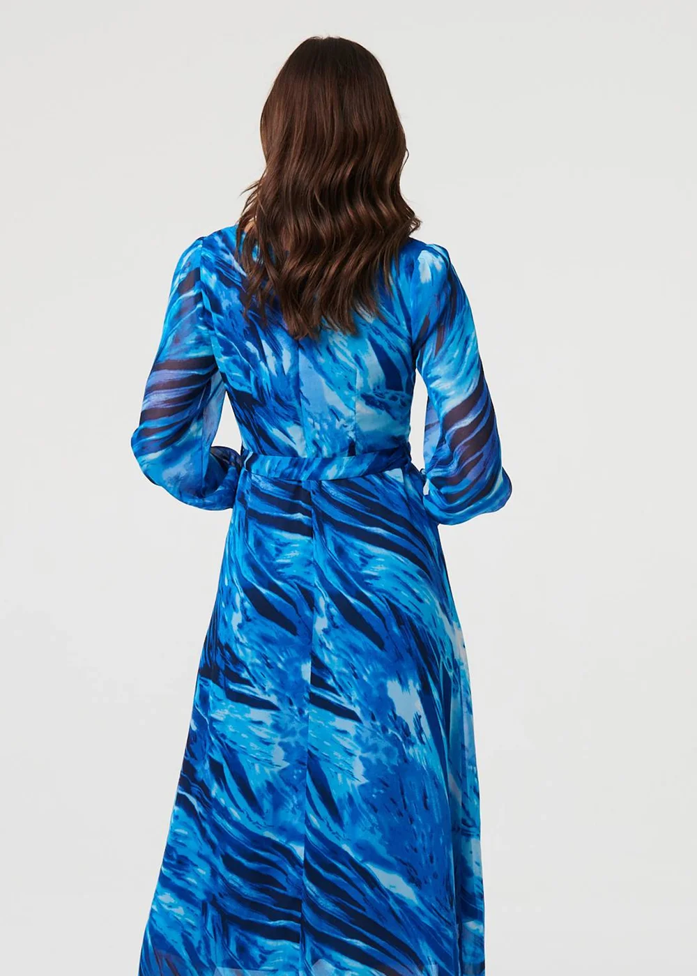 Izabel London Blue Abstract Semi Sheer Layered Maxi Dress - 14 Image 3
