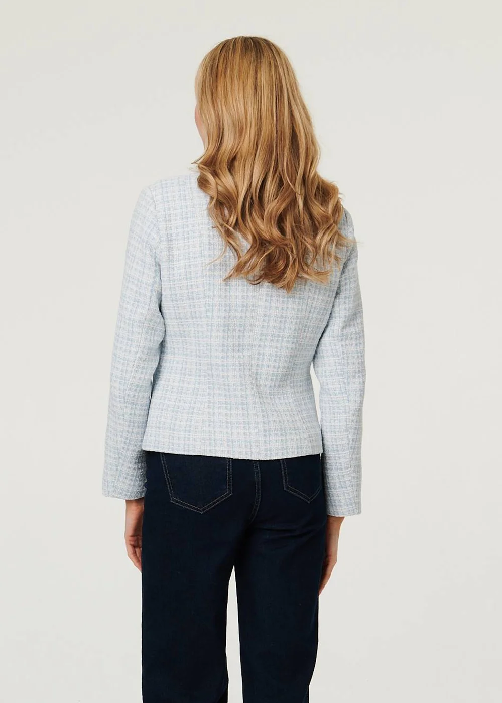 Izabel London Blue Textured Button Detail Fitted Jacket - 14 Image 2