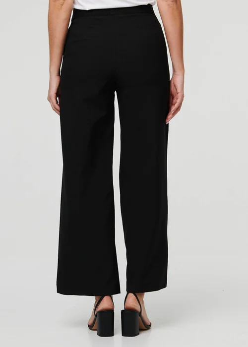 Izabel London Black High Waist Wide Leg Smart Trousers - 10 Image 3