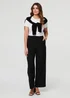 Izabel London Black High Waist Wide Leg Smart Trousers - 10 Image 1