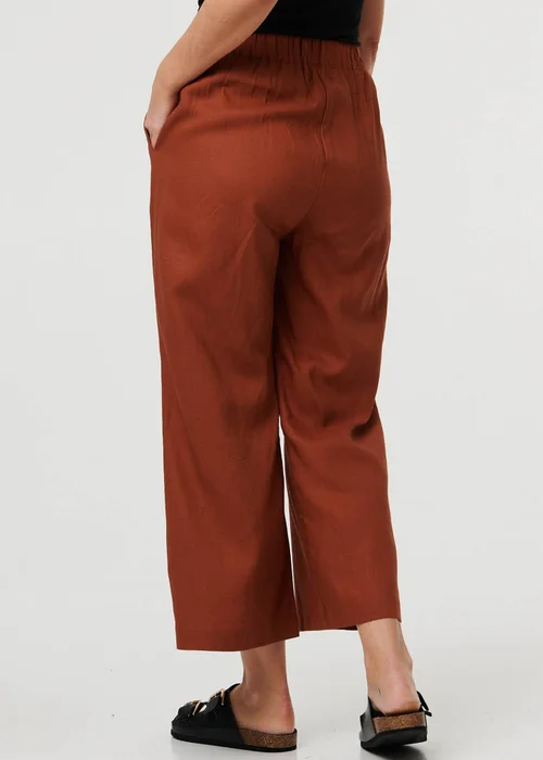 Izabel London Rust High Waist Wide Relaxed Trousers - 8 Image 3