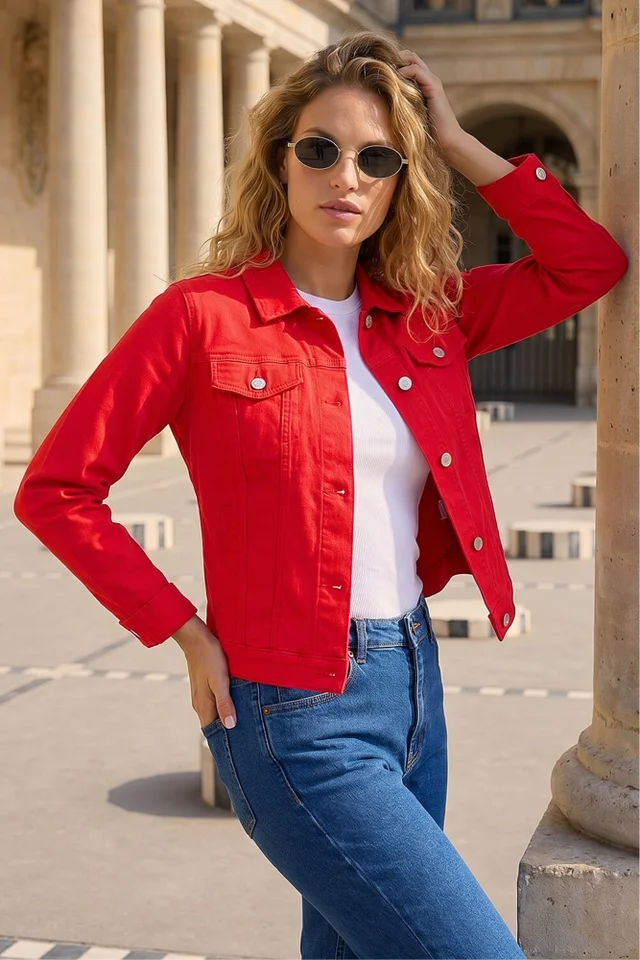 Roman Red Stretch Pocket Detail Jacket