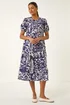 Roman Blue Abstract Print Midi Shirt Dress - 14 Image 2