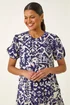 Roman Blue Abstract Print Midi Shirt Dress - 14 Image 4