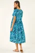 Roman Blue Leaf Print Smock Midi Dress - 14 Image 3