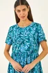 Roman Blue Leaf Print Smock Midi Dress - 14 Image 4