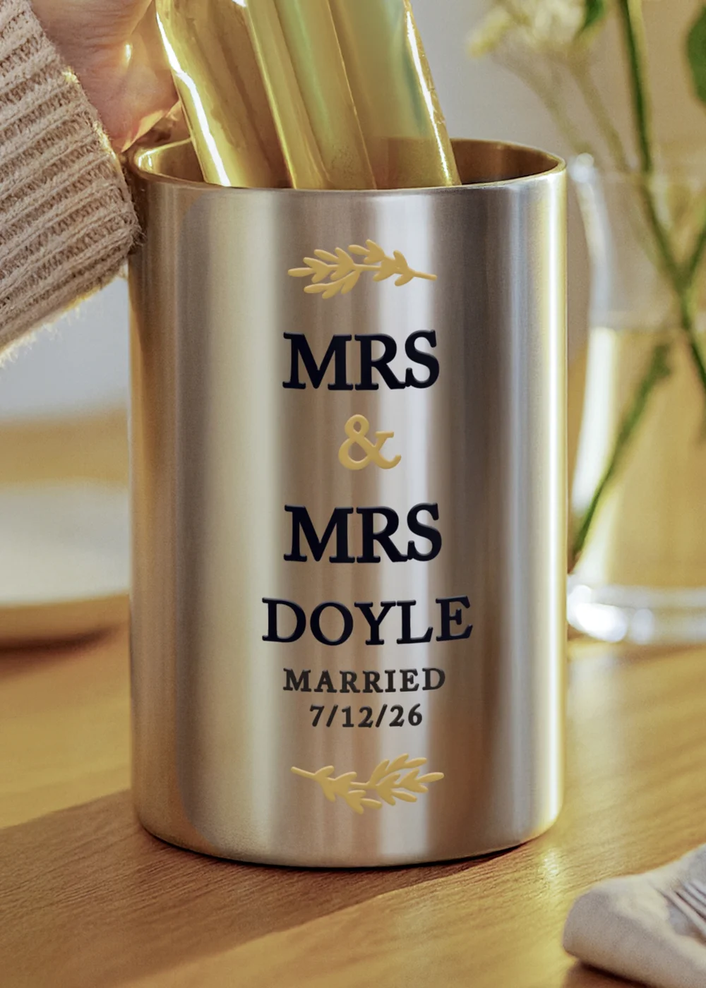 Personalised Memento Company Black and Gold Stainless Steel Wine Cooler - One Size Image 3