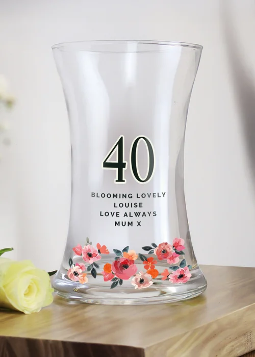 Personalised Memento Company Floral Big Age Waisted Vase - One Size Image 4