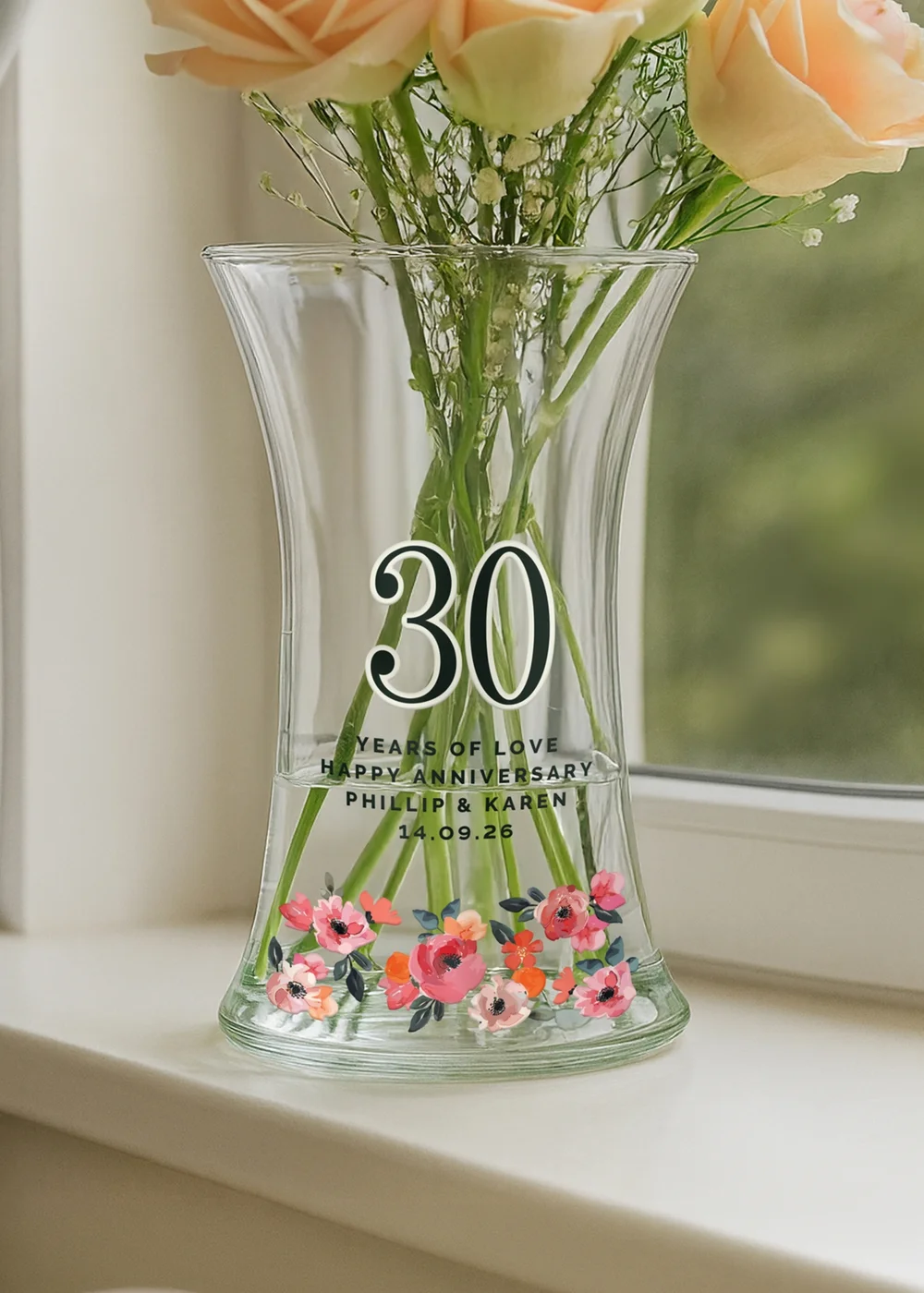 Personalised Memento Company Floral Big Age Waisted Vase - One Size Image 3