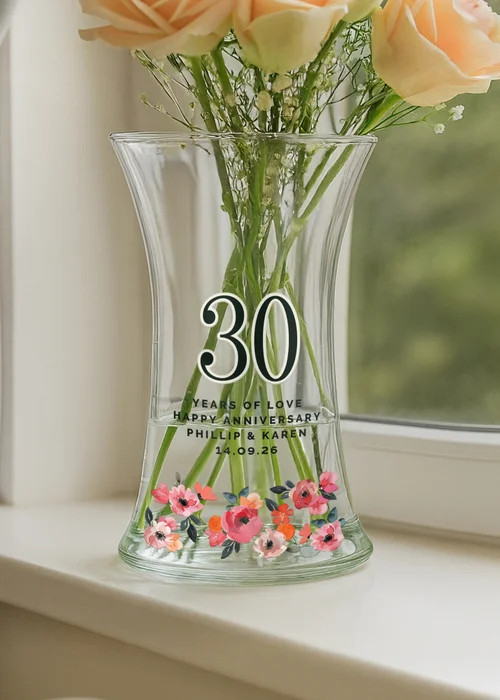Personalised Memento Company Floral Big Age Waisted Vase - One Size Image 3