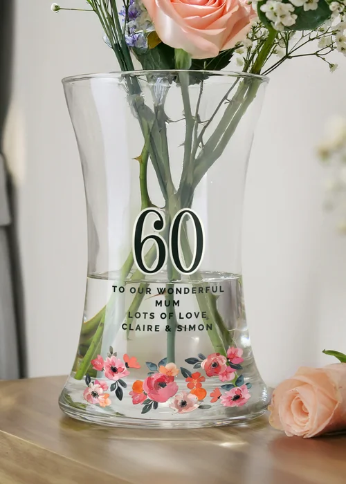 Personalised Memento Company Floral Big Age Waisted Vase - One Size Image 1