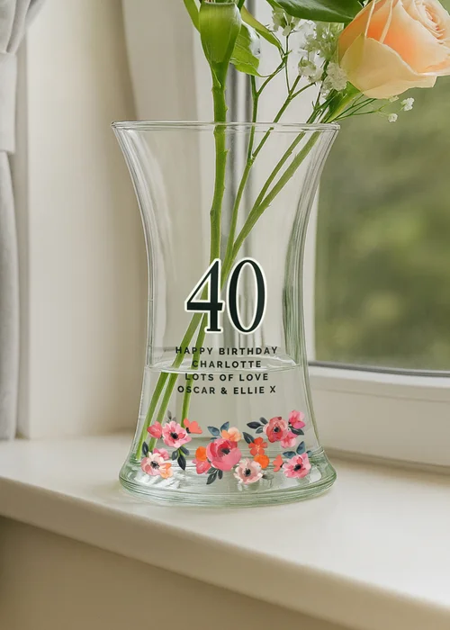 Personalised Memento Company Floral Big Age Waisted Vase - One Size Image 5