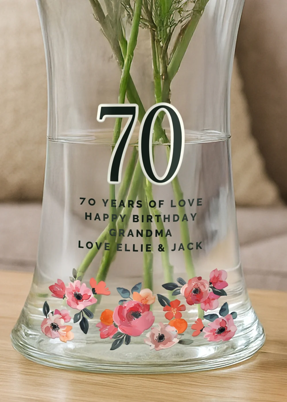 Personalised Memento Company Floral Big Age Waisted Vase - One Size Image 2