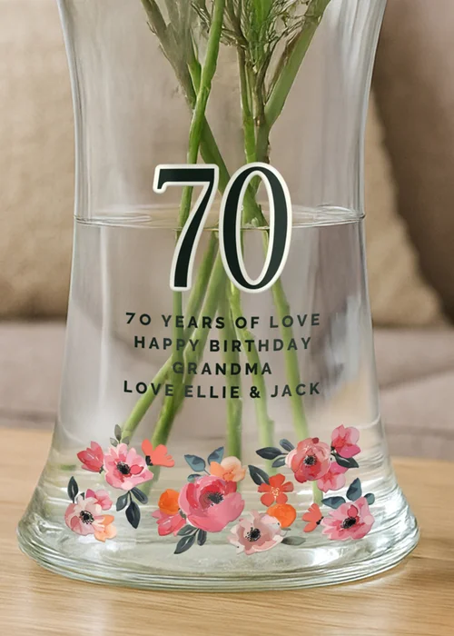 Personalised Memento Company Floral Big Age Waisted Vase - One Size Image 2