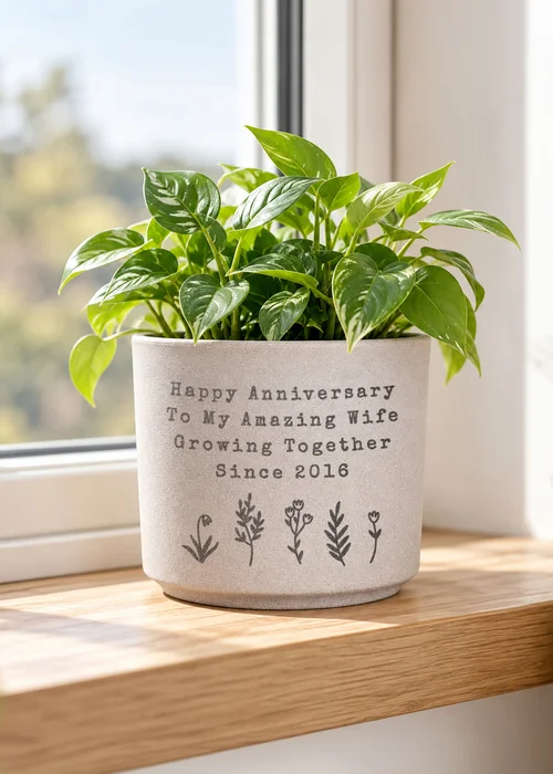 Personalised Memento Company Floral Flecked Plant Pot - One Size Image 3